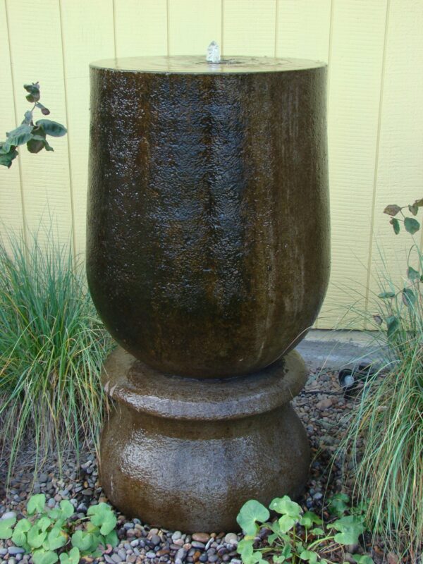 Beautiful Hand-Carved Concrete Fountain on Pedestal - Image 2